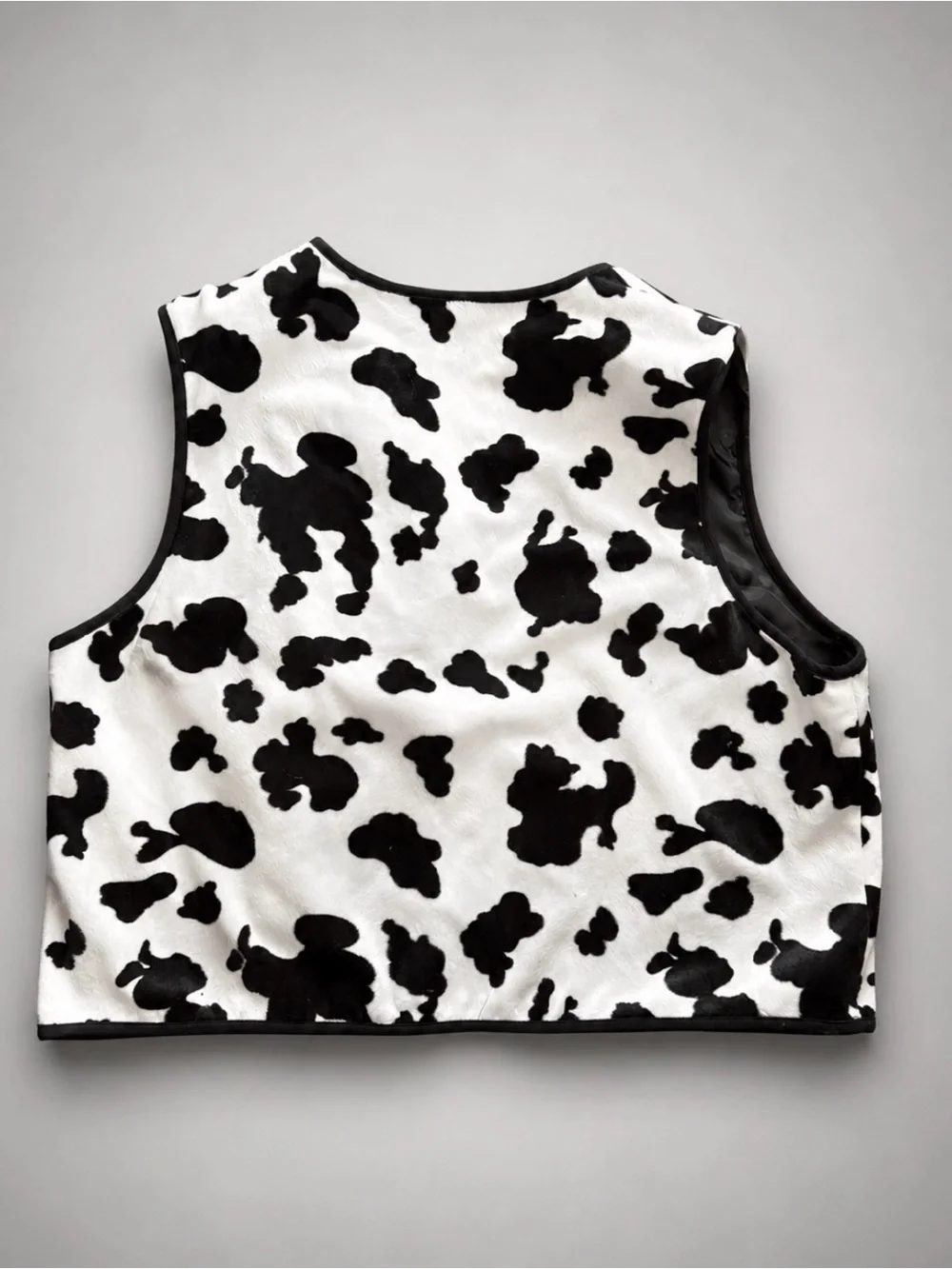 Vintage Fuzzy Cow Print Full Zip Vest XL